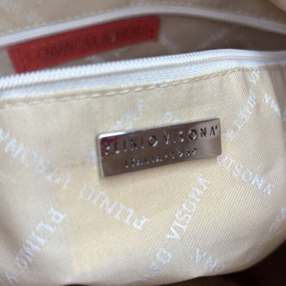 Plinio Visona Genuine Leather Burgundy Shoulder Bag Zip Purse Designer Italy - Picture 7 of 13